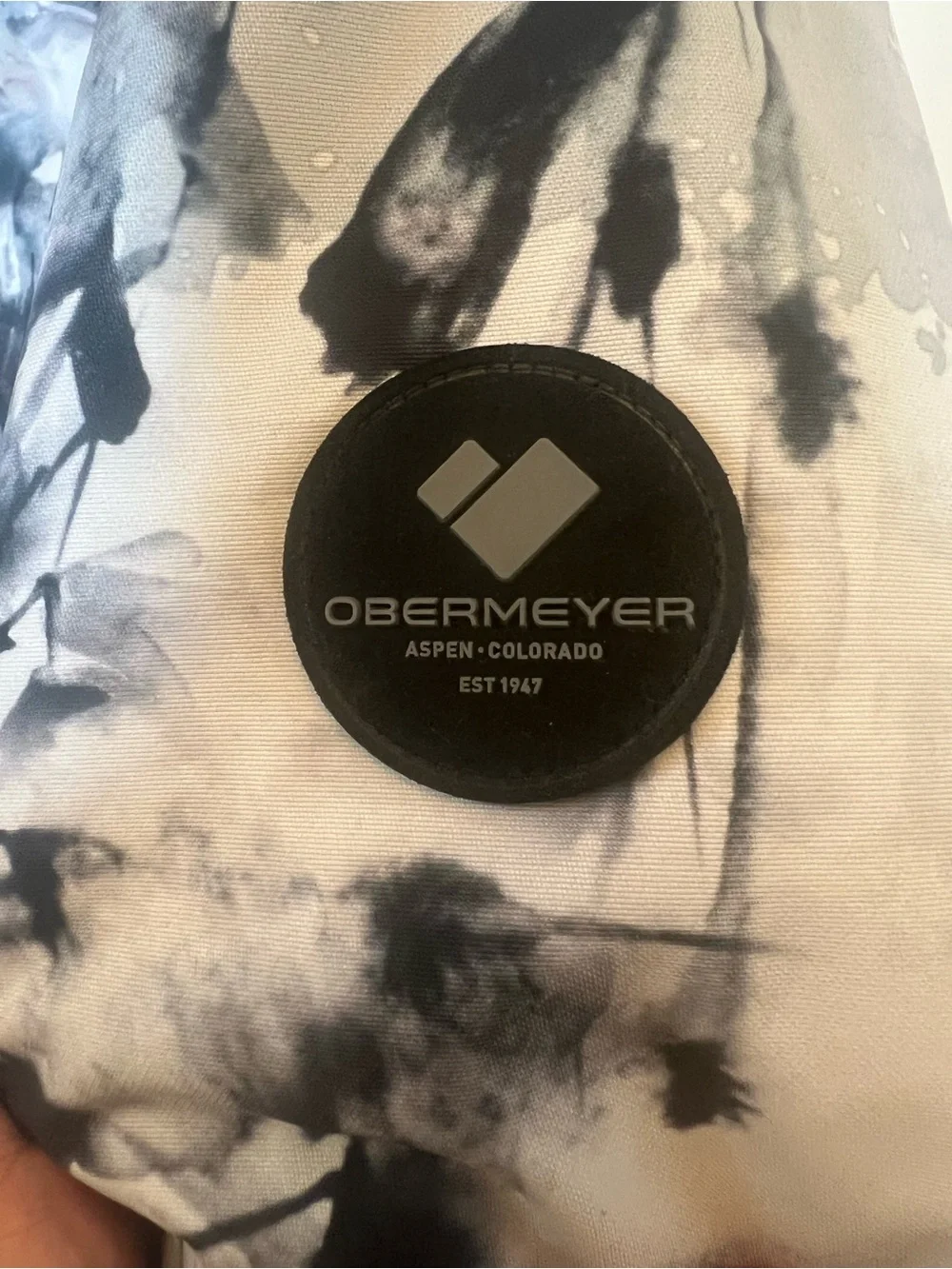 Obermeyer Gents Black and White Marble Print Hooded Ski Jacket Boys Teen L 14-16